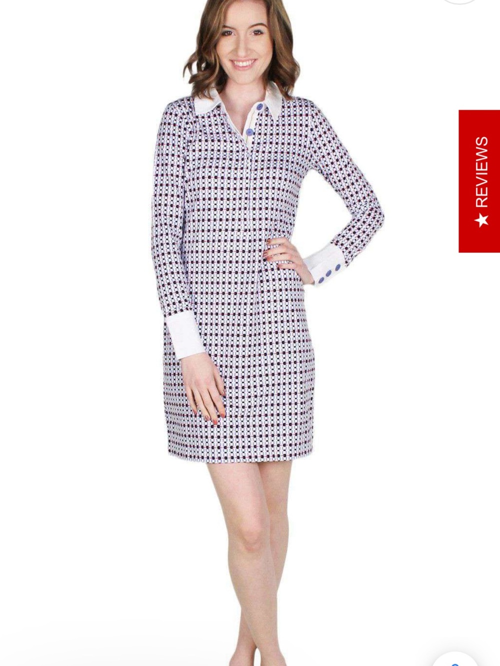 Tyler Boe Dixi Cup Polo Knit Dress Blue Geometric M - Picture 2 of 14